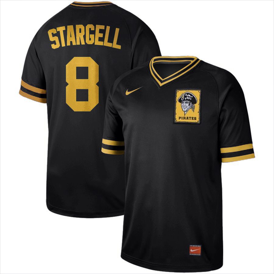 Men Pittsburgh Pirates 8 Stargell Black Nike Cooperstown Collection Legend V-Neck MLB Jersey